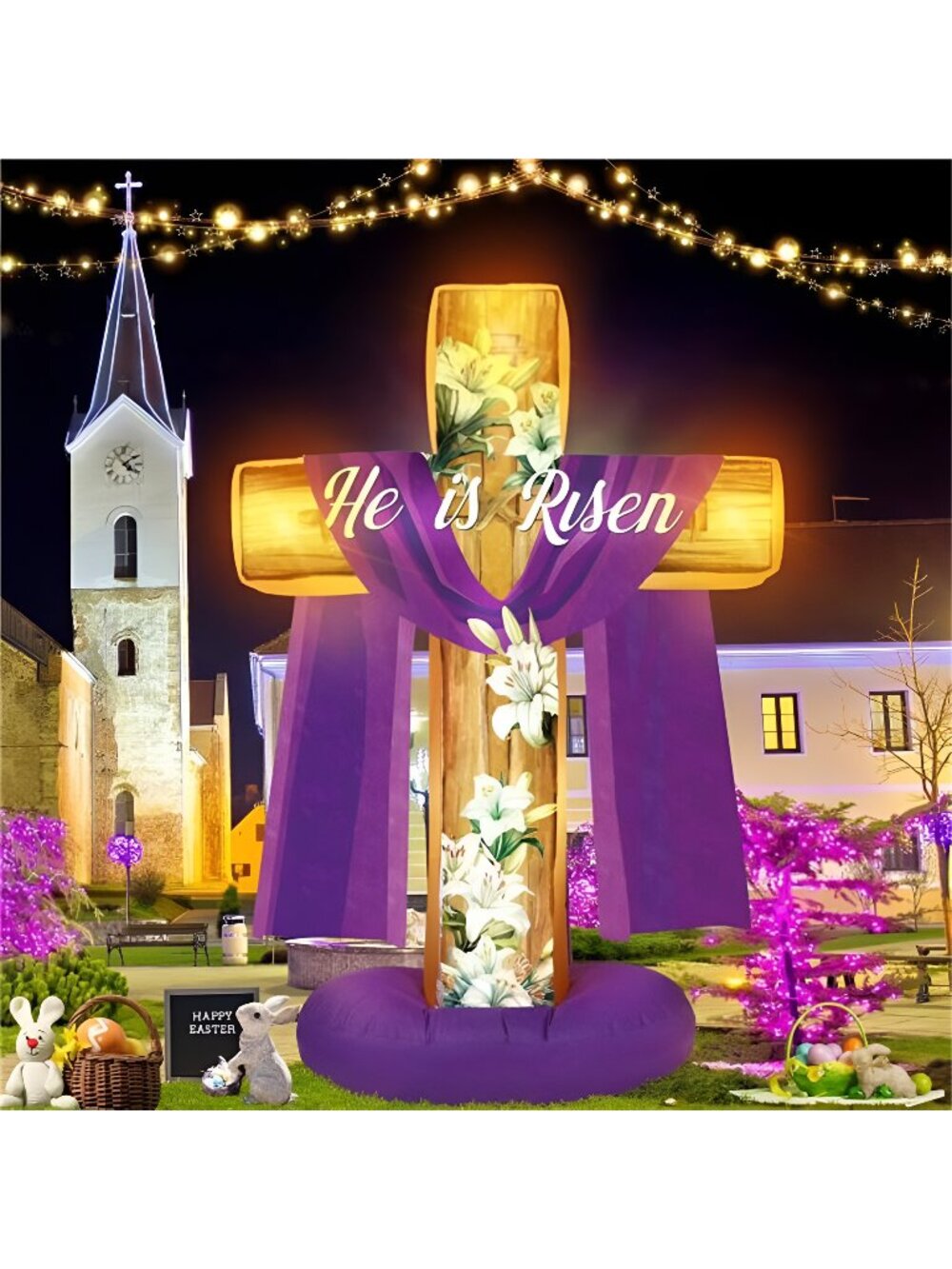 Easter Inflatables Decoration Easter Day Outdoor Decor Build in LED Blow up